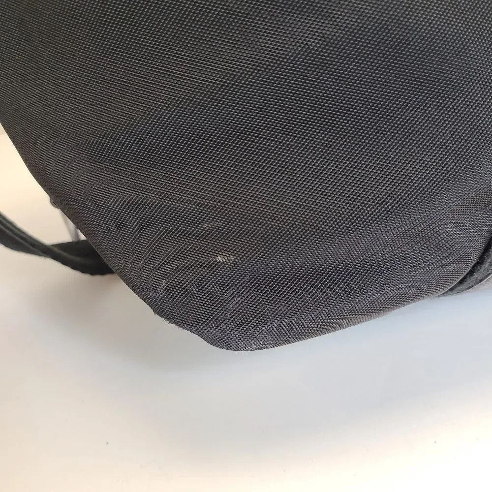 Banana Republic Large Black Canvas Leather Trim Duffle Weekender Travel Bag